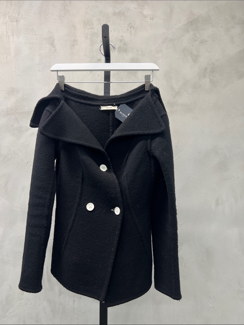 Black Double-Breasted Women’s Wool Blend Coat